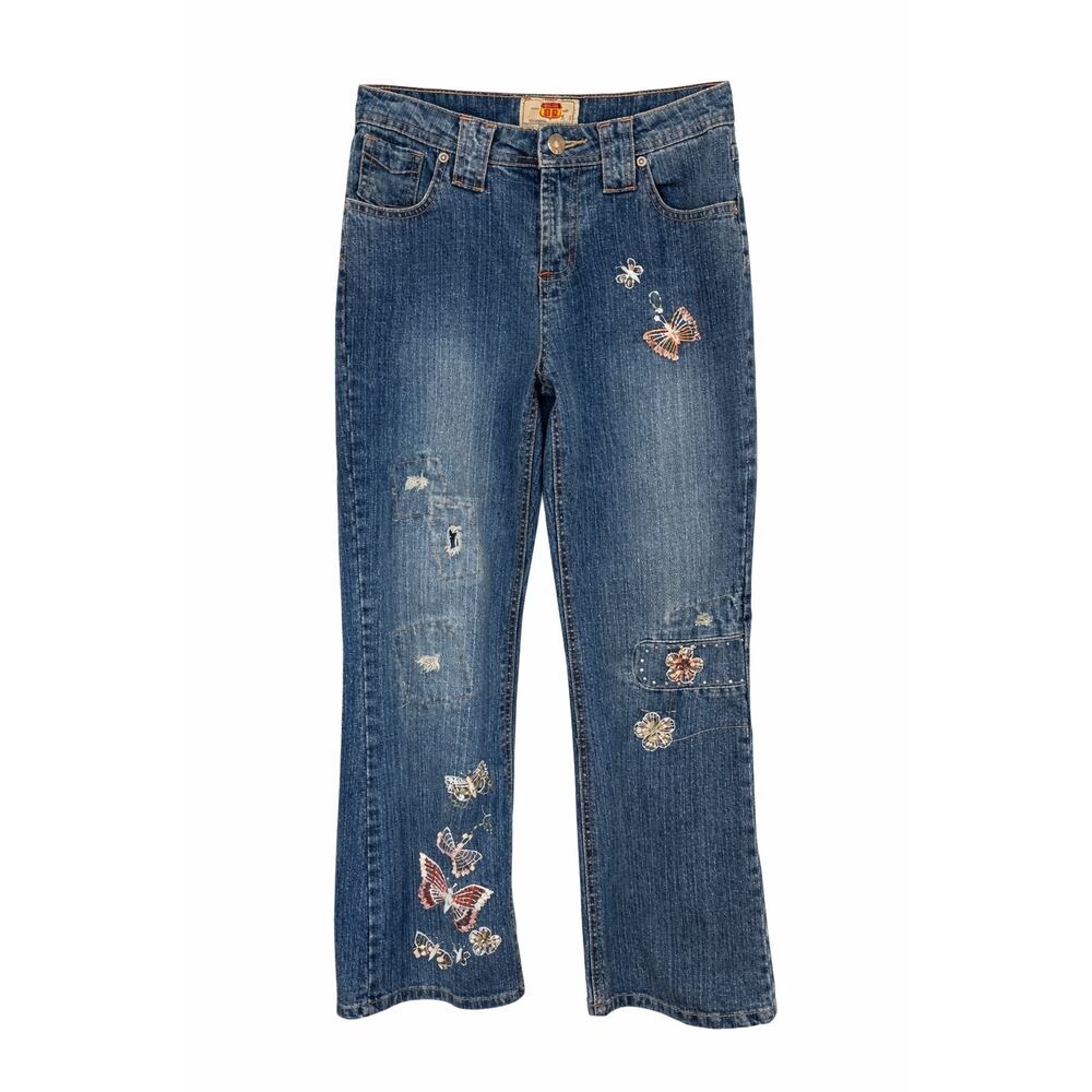 Retro Route 66 Embellished Distressed Jeans